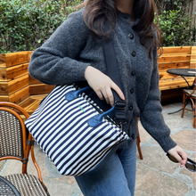 Load image into Gallery viewer, The Mini Canvas Go-Tote - Navy Stripe