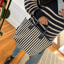 Load image into Gallery viewer, The Mini Canvas Go-Tote - Navy Stripe