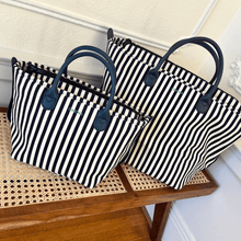 Load image into Gallery viewer, The Mini Canvas Go-Tote - Navy Stripe