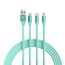 Load image into Gallery viewer, Fast Charging 3-in-1 Cable - USB-A to USB-C & Iphone, 6ft