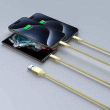 Load image into Gallery viewer, Fast Charging 3-in-1 Cable - USB-A to USB-C & Iphone, 6ft