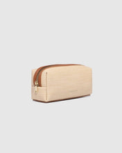 Load image into Gallery viewer, Brianna Makeup Bag with Brush Set - Natural Tan