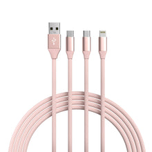 Load image into Gallery viewer, Fast Charging 3-in-1 Cable - USB-A to USB-C & Iphone, 6ft