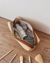 Load image into Gallery viewer, Brianna Makeup Bag with Brush Set - Natural Tan