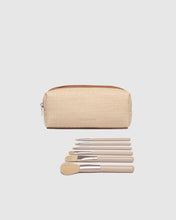 Load image into Gallery viewer, Brianna Makeup Bag with Brush Set - Natural Tan

