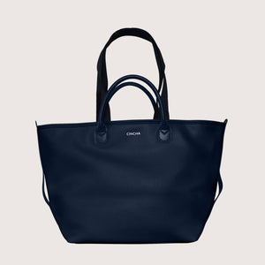 The Vegan Leather Go-Tote - Navy