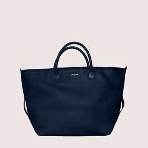 The Vegan Leather Go-Tote - Navy