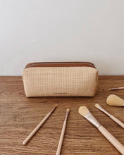 Load image into Gallery viewer, Brianna Makeup Bag with Brush Set - Natural Tan
