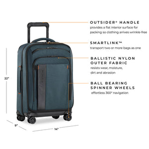 Limited Edition - Briggs & Riley - ZDX - 22 " Domestic Carry On Spinner Ocean