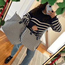 Load image into Gallery viewer, The Mini Canvas Go-Tote - Navy Stripe
