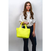 Load image into Gallery viewer, Parker &amp; Hyde -  Woven Tote Bone Print Neon Yellow
