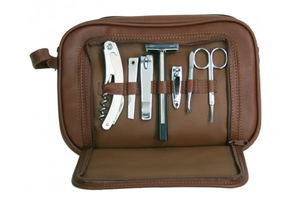 Royce Leather - Toiletry Combo Grooming Set - Coco